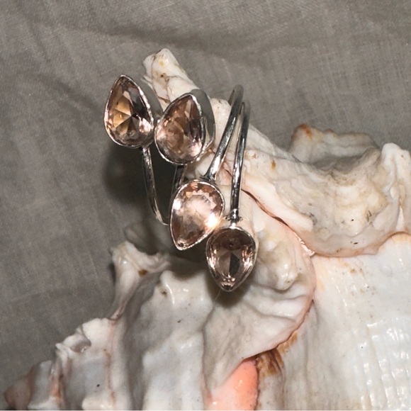 Peach Quartz multi-gem handcrafted adjustable ring - Picture 5 of 10
